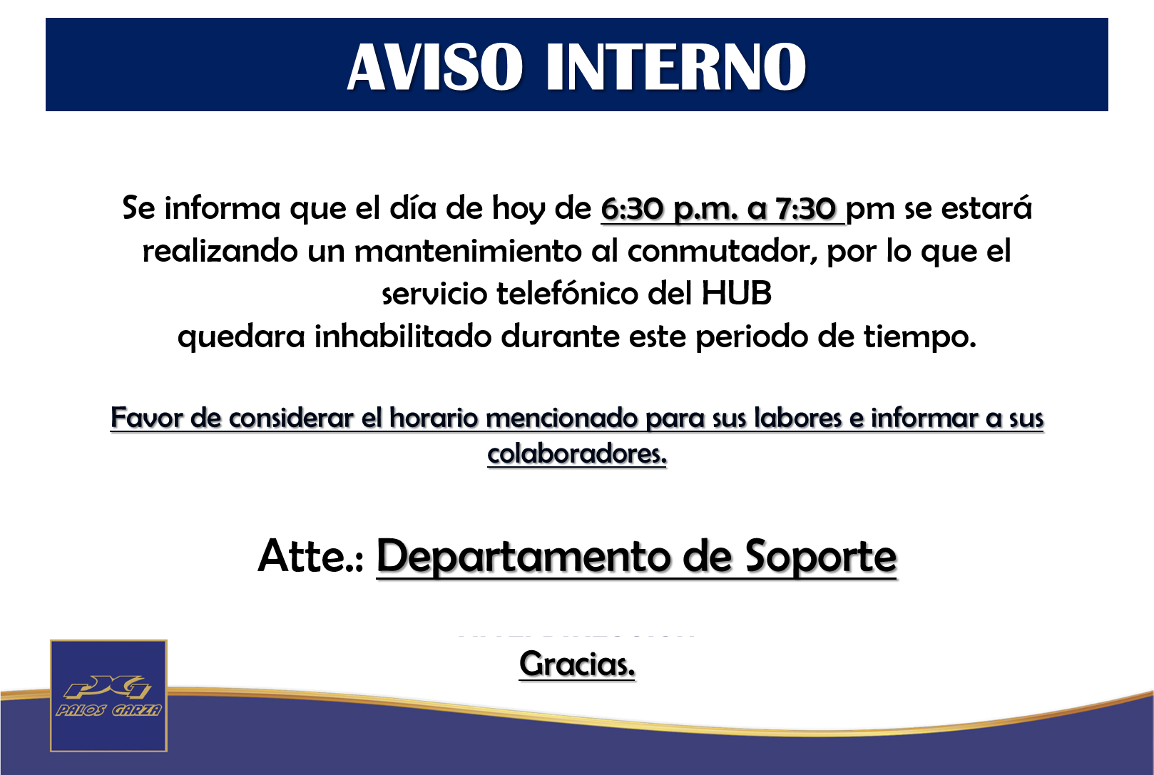 Aviso interno-Mantenimiento